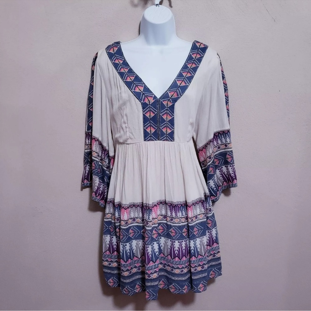 Free People Terra Nova Blue Purple White Mini Dress